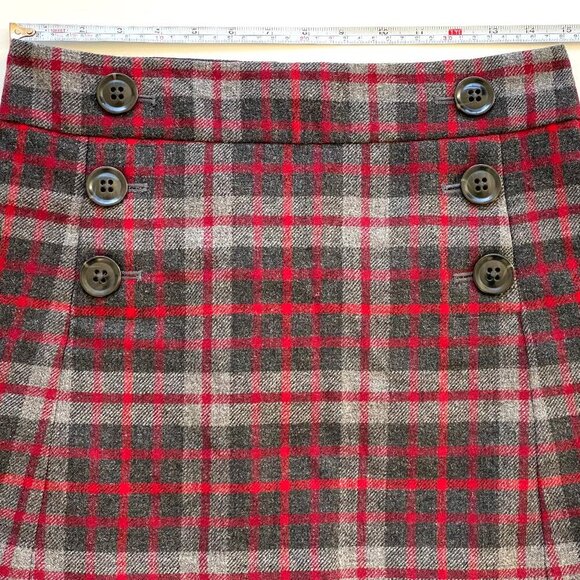 GAP Womens Plaid Wool Blend Mini Skirt Size 0 Lined Red Gray Y2K - Picture 9 of 11